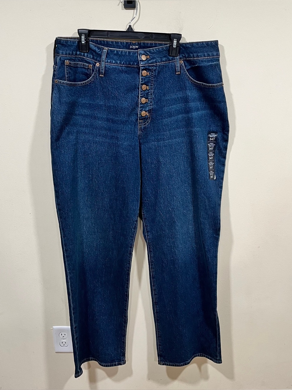 NWT  J.Crew Curvy Full-Length Wide-Leg jean all-day stretch blue denim 34 Tall